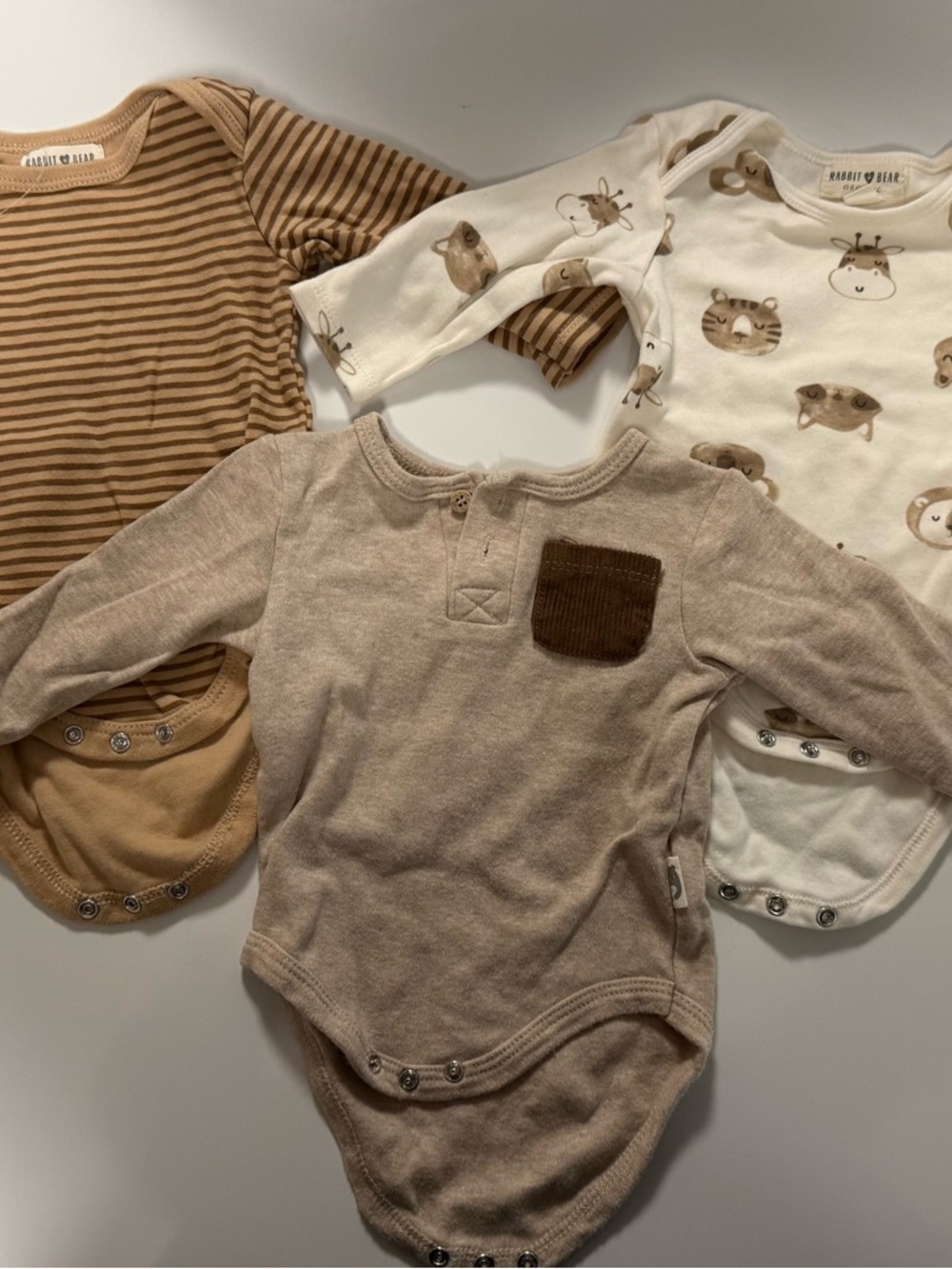 Neutral Cozy Baby Bodysuits - Long Sleeve One-Piece (Beige)